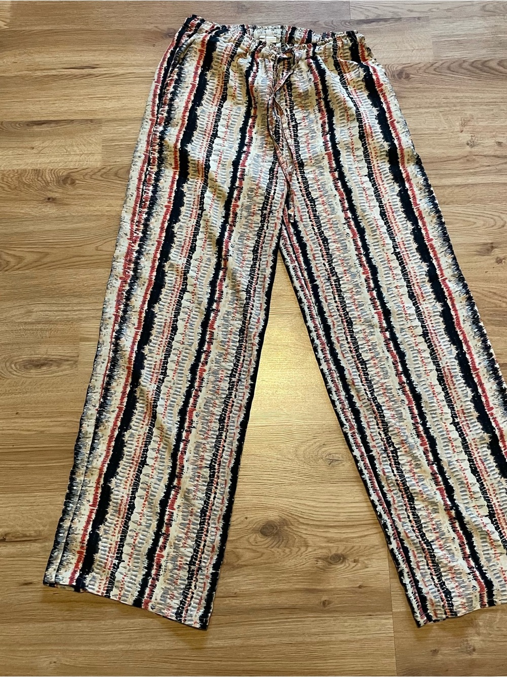Japna Striped Wide-Leg Lounge Pants in Red size medium beach relax soft - Picture 2 of 2